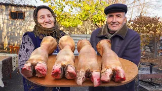 Cooking KHASH From BEEF HOOVES in the Village! Traditional Azerbaijani Dish, Rural Village Life