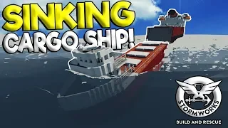 HUGE WAVES CUTS CARGO SHIP IN HALF! - Stormworks: Build and Rescue Gameplay - Sinking Ship Survival