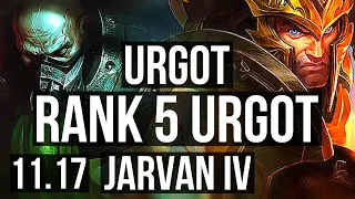 URGOT vs JARVAN IV (TOP) | Rank 5 Urgot, 8 solo kills, 300+ games | KR Master | v11.17