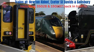 Trains @ Newton Abbot, Exeter S.D & Salisbury, incl. 35028 & 150207 back in traffic! (20-27/04/24)