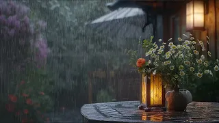 Rain Sound for Relaxing | Stop Overthinking, Fall Asleep with Heavy Rain | On a Rainy Day in Garden