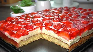 Strawberry cake with vanilla pudding - very creamy, very tasty ‼️ 😋