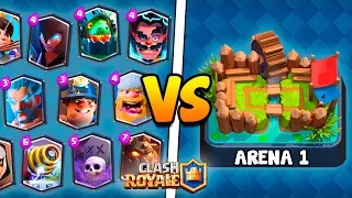 TODAS AS LENDÁRIAS TROLLANDO NA ARENA 1 DO CLASH ROYALE!