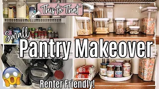 NEW! SMALL PANTRY MAKEOVER 2020 :: CLEAN DECLUTTER ORGANIZE WITH ME :: RENTER FRIENDLY ON A BUDGET!