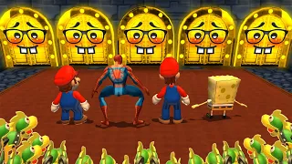 Mario Party 9 MiniGames - Mario Vs Spider Man Vs Luigi Vs SpongeBob (Master Cpu)
