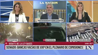 Senado: bancas vacías de Unión por la Patria en el plenario de comisiones; debate de la Ley Bases