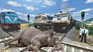 ANGRY ELEPHANT🐘 Vs THREE TRAINS -:- Stops the Train | Train Simulator