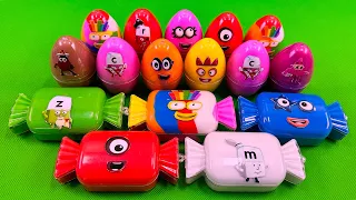 Picking Numberblocks in Rainbow Eggs, Big Candy with CLAY Coloring! Satisfying ASMR Videos