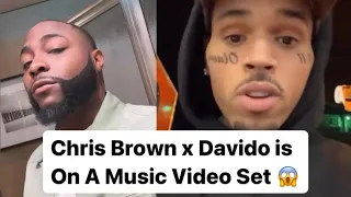 Chris Brown x Davido is On A Music Video Set “New Tattoo On CB's Face?”