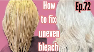 how to fix uneven bleach hair at the Ep.72|hair colour expert