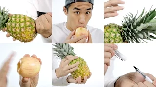 PPAP 🍍🍎✒️ performed with pineapples, apples, and pens.