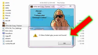 How to Fix This Error Not in GTA SA Folder gta sa.exe not found | GTA SA Trainer Problem