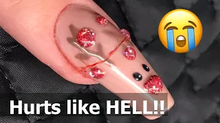 Nail Technician Reacts to Client Fixing Broken Nail with Polygel