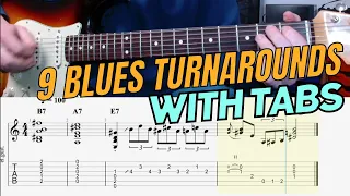 What are blues TURNAROUNDS? 9 licks with TABS