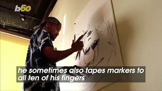 Libyan Artist Draws Multiple Drawings at the Same Time Using Both Hands and Feet