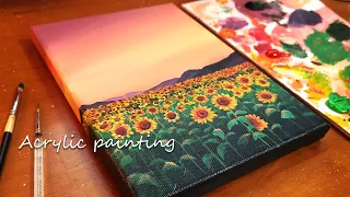 아크릴화 초보자를 위한 해바라기 풍경 그리기 ┃Acrylic painting for beginners┃Sunflower Landscape ┃#110