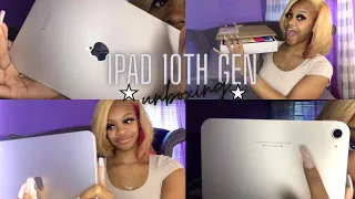 UNBOX MY SILVER🤍 iPAD 10TH GEN WITH ME!!! + accessories & “Apple Pencil” dupe🤭!