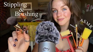 ASMR Stippling and Brushing the Mic + Inaudible Whispering!