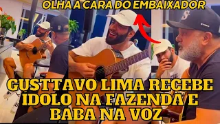 Gusttavo Lima recebe ÍDOLO da música em visita premiada na FAZENDA e fica Babando junto com amigos