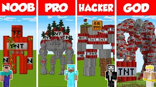 Minecraft TNT GOLEM HOUSE BUILD CHALLENGE - NOOB vs PRO vs HACKER vs GOD / Animation