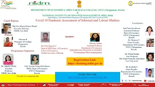 Webinar on Covid 19 Pandemic Assessment of informal and labour markets.| DISASTER IN INDIA | MHA |