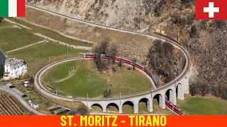 Winter Cab Ride St. Moritz - Tirano (Rhaetian Railway, Bernina railway line - Switzerland, Italy) 4K