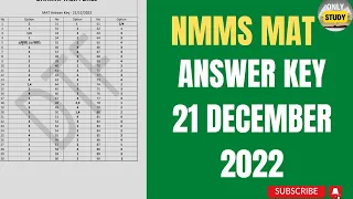 Nmms Mat Answerkey| 21 December 2022 | nmms Answer key