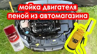 Простая мойка двигателя, пеной из магазина.