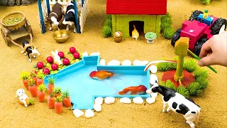 TOP DIY Farm with house for Cow | arrow-shaped aquarium & carrot fields,cherry fields|mini hand pump