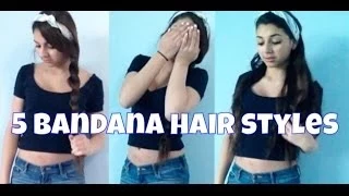 5 quick easy & cute hairstyles using a bandana! ♡