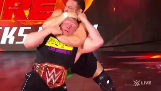 Samoa Joe traps Brock Lesnar in the Coquina Clutch-wwe Raw, June 26/6/2017