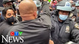 Clashes between Trump supporters and counter-protesters in NYC