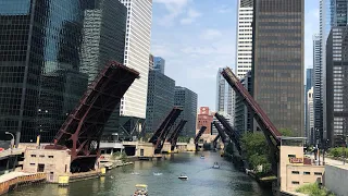 When all Chicago River downtown bridges were lifted up