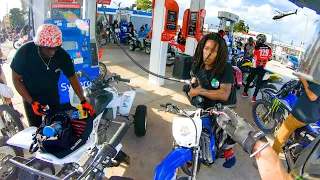 DIRT BIKES TAKE OVER GAS STATION! COPS CAME...