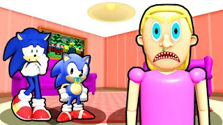 SONIC AND BABY SONIC VS TEAM EVIL MOM ESCAPE IN ROBLOX