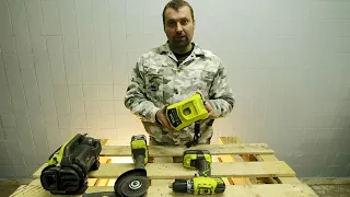 16) Обзор моего инструмента ryobi one+ Шуруповёрт R18dd3, болгарка бесщёточная R18AG7-0 и насос 18v