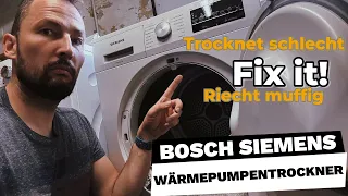 Bosch Siemens Wärmepumpentrockner - trocknet schlecht - Wäsche stinkt - Reinigung / Fix