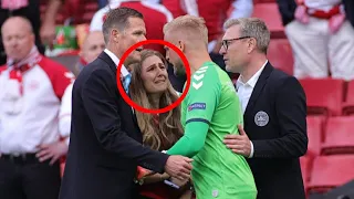 Eriksen Wife Collapse Reactions, Christian Eriksen Wife Sabrina Kvist in Tears Rushed to The Pitch
