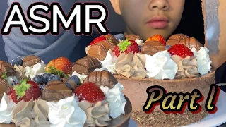 ASMR CHOCOLATE CHEESE CAKE AND FRUIT