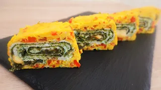 Pretty Rolled Omelet ! Egg Roll Korean Style ! Omelette Recipe ! Easyvideo