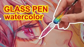 ASMR with Glass Pen ✨ Watercolor Painting | Huta Chan