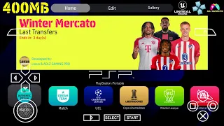 eFootball PES 2024 PPSSPP 400MB New Updates Full Winter Transfers Real Faces New Kits & Graphics 4K
