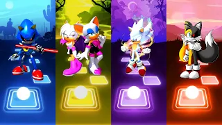 Matel Blue Sonic 🆚 Rouge Sonic 🆚 Hyper Sonic 🆚 Tails exe Sonic | Sonic Tiles Hop EDM Rush Gameplay