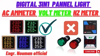 Digital 3in1 AC Ammeter (Ac 0-100A) Voltmeter (Ac 50-500v) Hertz Meter(0-99Hz) Square Signal Light