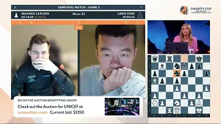 Magnus Carlsen vs Ding Liren Semi Final Match Game 3 CCT Charity Cup 2022