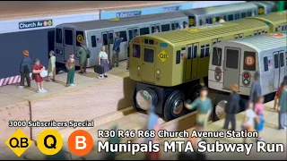 Munipals MTA R30 R46 R68 Church Avenue Subway Run - 3000 Subscribers Special Part 2 @Trainman6000