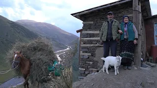 DAGESTAN remote Village in Mountains. HAY PREPARING. Life in Russia