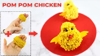 Easy Pom Pom Chicken Using your FINGERS | Yarn chicken | DIY Pom Pom Chick