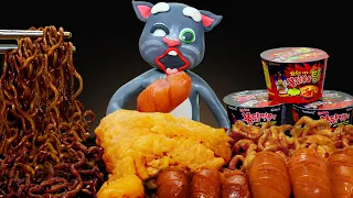 MUKBANG Convenience Store Food (Ramyun, Hot dog..) with Talking Tom  & Alphabet Lore H