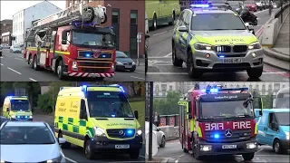 Fire Engines, Police Cars and Ambulances responding